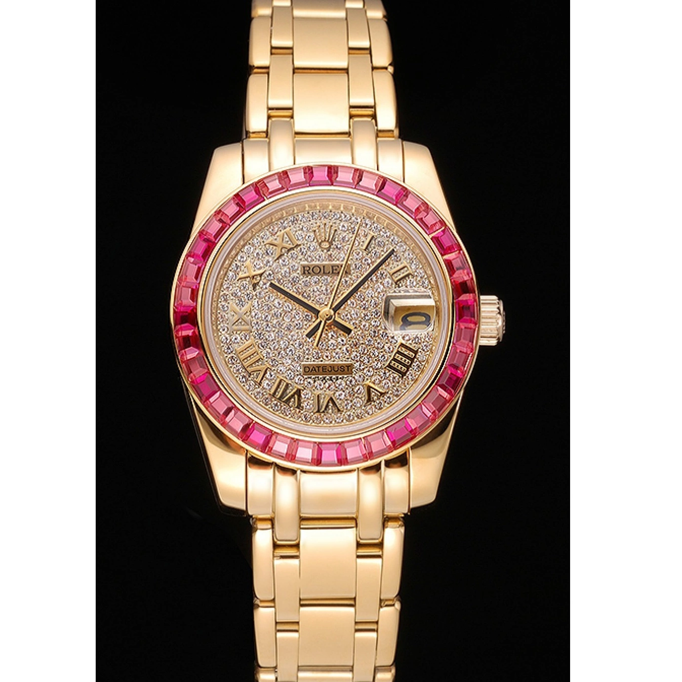 AAA Replica Watches Diamond Pink Bracelet Gold Bezel Dial Case And Rolex 622835 Jewels Datejust 0514
